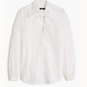J. Crew Classic White Blouse with Bow-tie neck top
